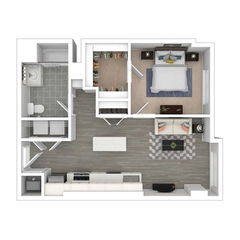 Floor plan for 1 bed, 1 bath, 706 sqft
